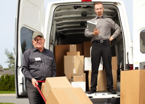 Loading space inside a removal truck for boxes and furniture