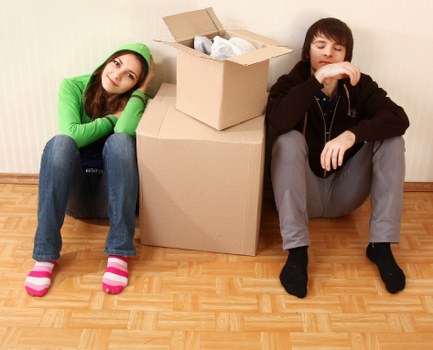Boxes and household belongings arranged for unloading at a new Ruislip property